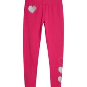 NWT Epic Threads Pink Leggings with Silver Glitter Heart details, Girls Medium